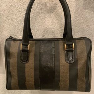 Fendi Pequin Boston Handbag